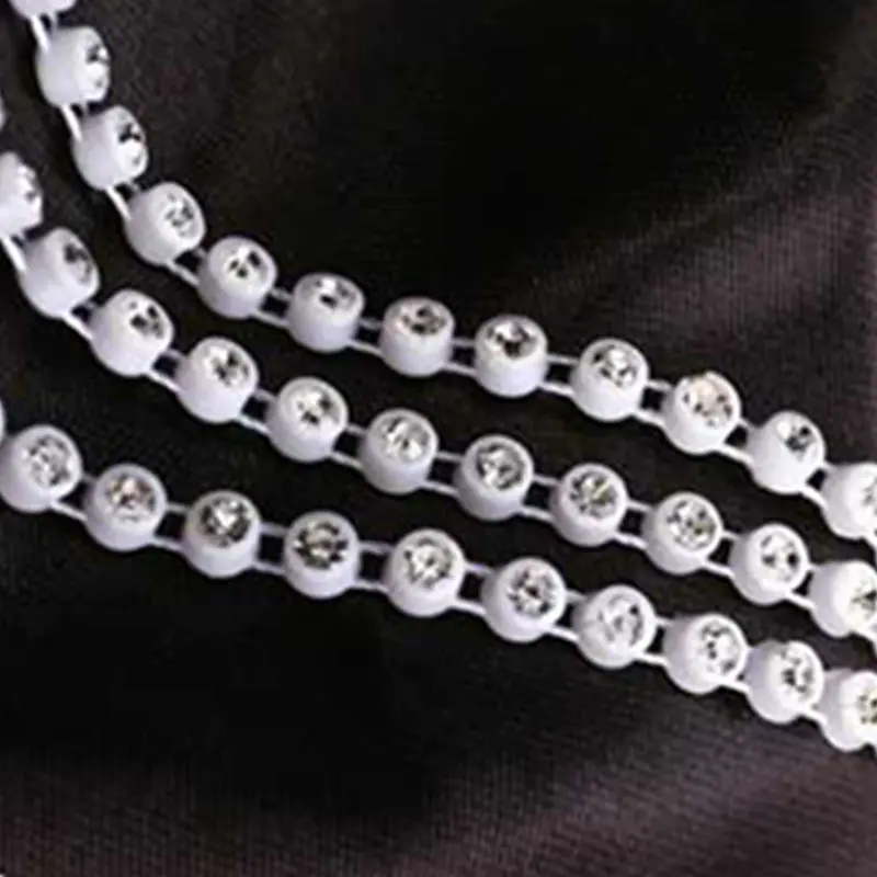 18 rows and 24 rows white and black base plastic rhinestone trimming 10 yards each roll wholesale supplier