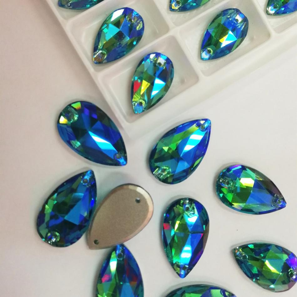 JP rhinestones Shiny Color Teardrop Sew On Crystal Glass for the ladies dress and the clothing