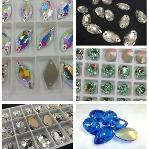 Sew on 2 holes teardrop shape crystal glass beads wholesale supplier