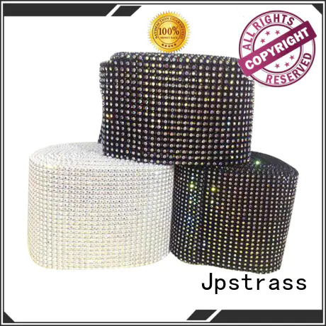 Jpstrass shiny rhinestone mesh ribbon customization for dress