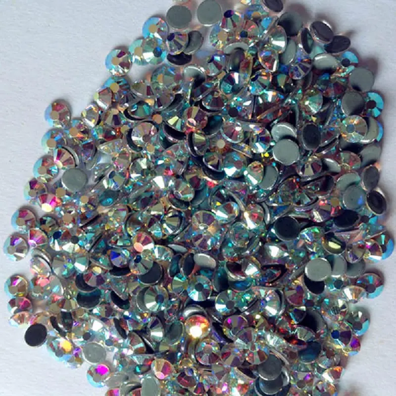 Topaz  6A quality glitter hot fix rhinestone with 16 cutting facets factory directly sale