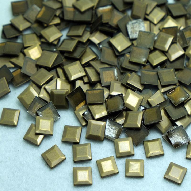 hot fix square shape copper studs size 8*8mm gun metal color for making spikes clothing