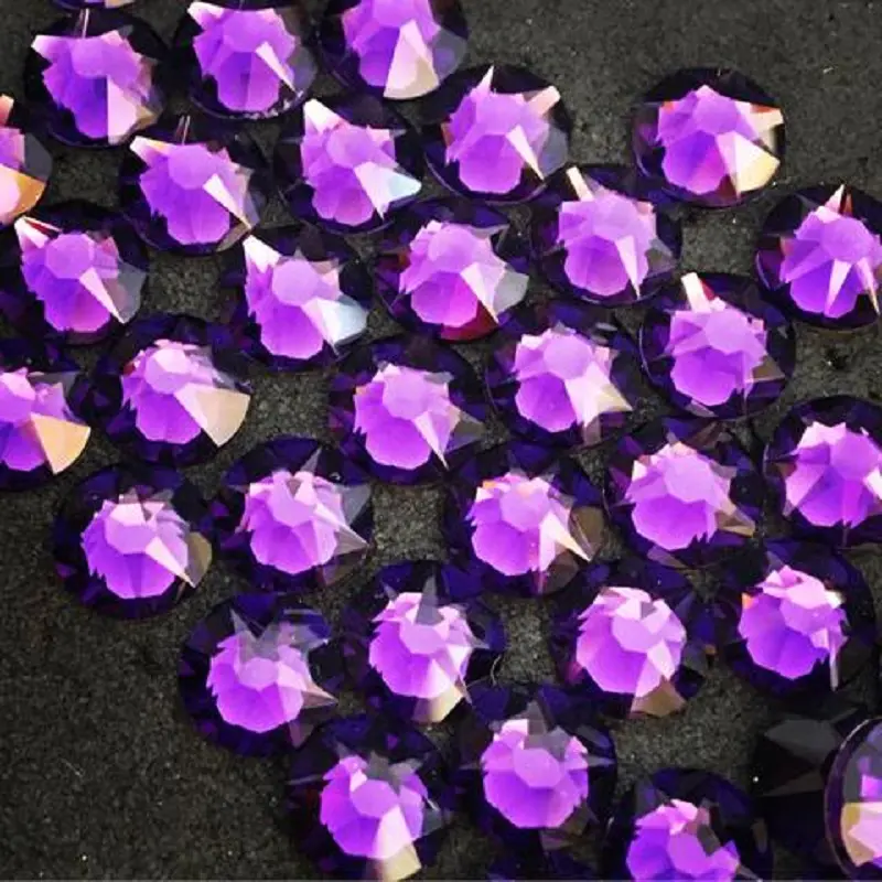 shiny crystal stones hot fix purple velvet color rhinestone making for transfer designs