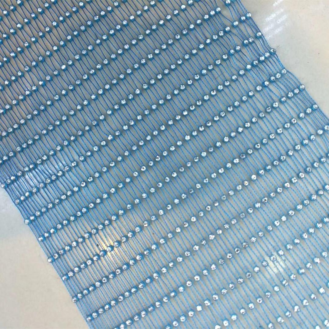 Elastic fishnet  rhinestone fabric mesh crystal trimming for garnet color fabrics decoration