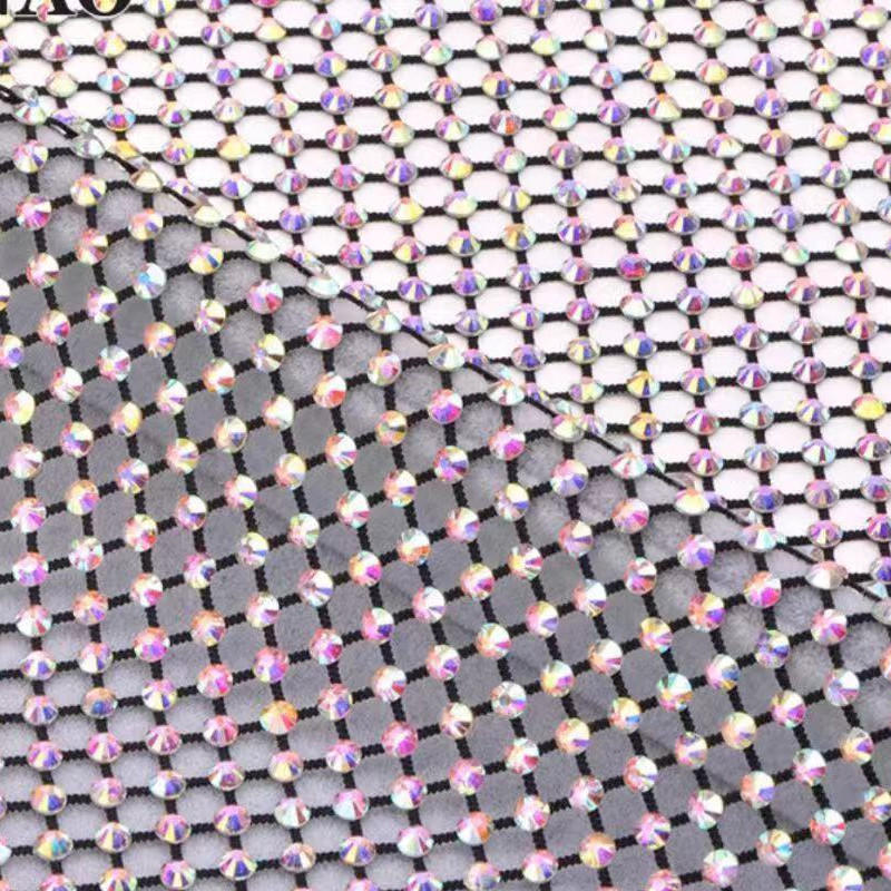 New style of plastic mesh trimming size 120*36CM each sheet trimming wholesale AB Crystal