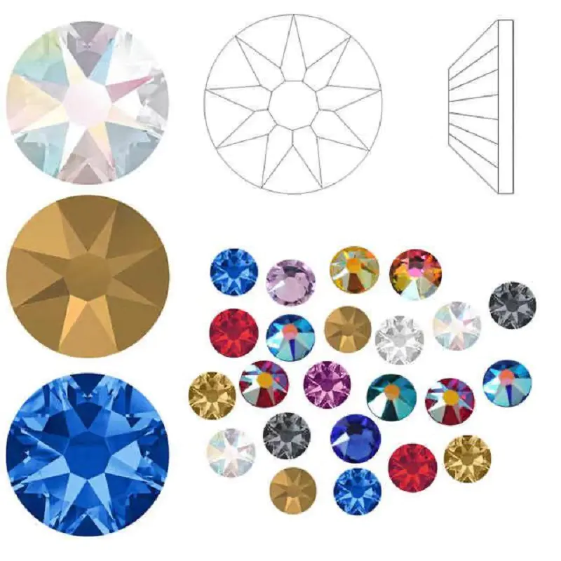 The Utmost Cutting Shiny Grade HotFix Rhinestones 16 Cutting With 8 Big and 8 Small Korean 6A Grade Shiny Crystals