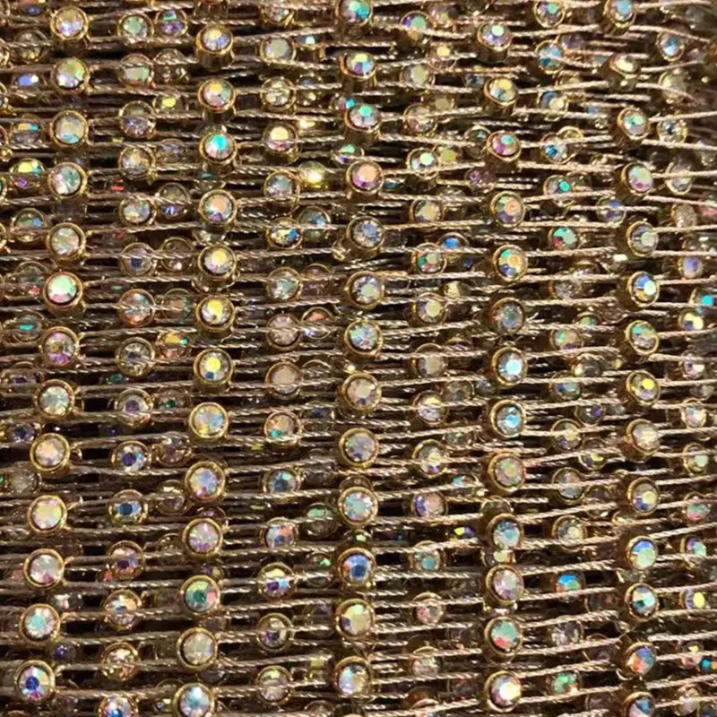 3MM SS12 Gold Fishnet AB Crystal Plastic Chain Rhinestone Roll 10 Yards