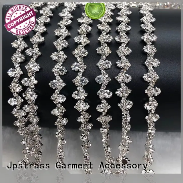 Jpstrass design gold rhinestone ribbon manufacturer for dress